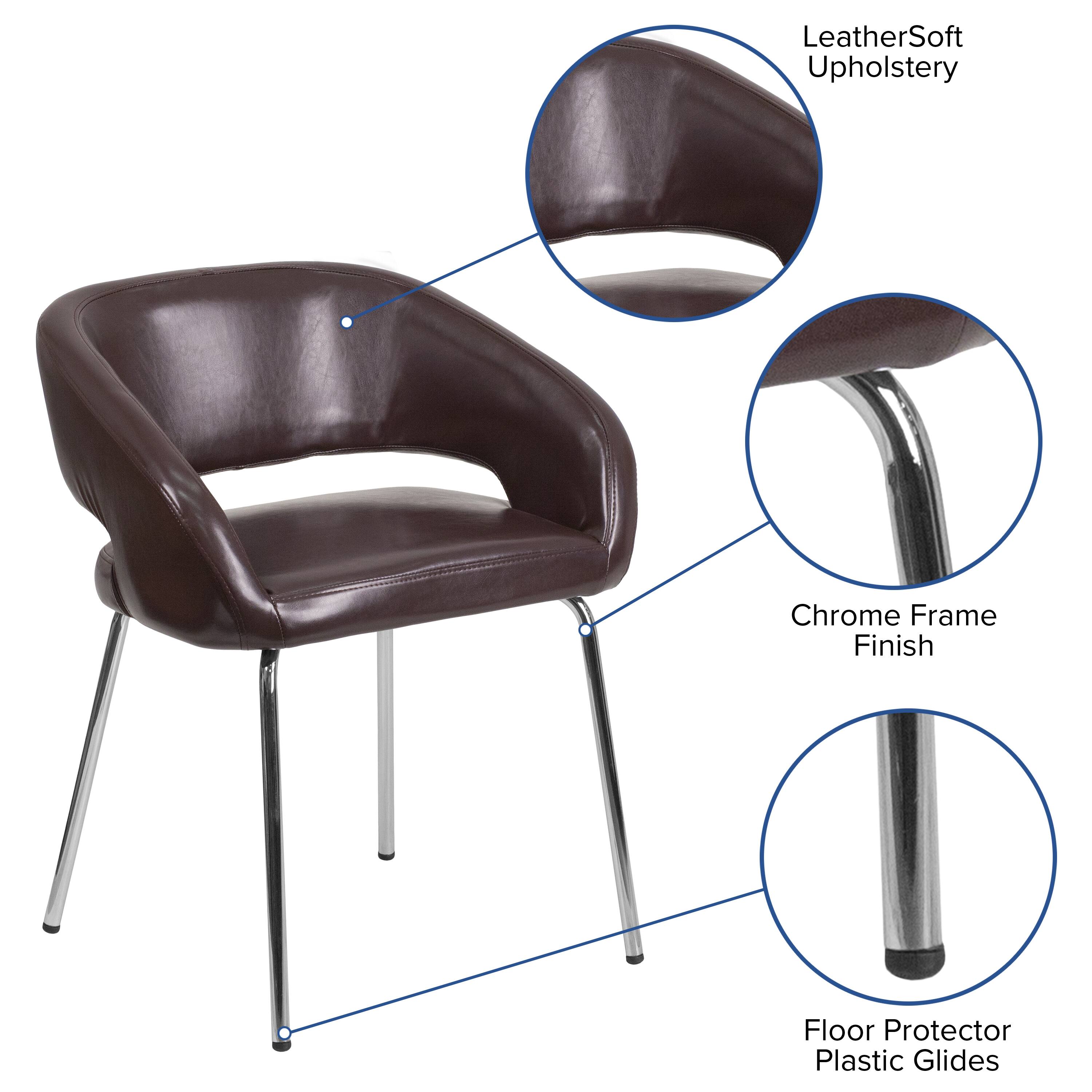 LeatherSoft Upholstery  
Chrome Frame Finish  
Floor Protector Plastic Glides