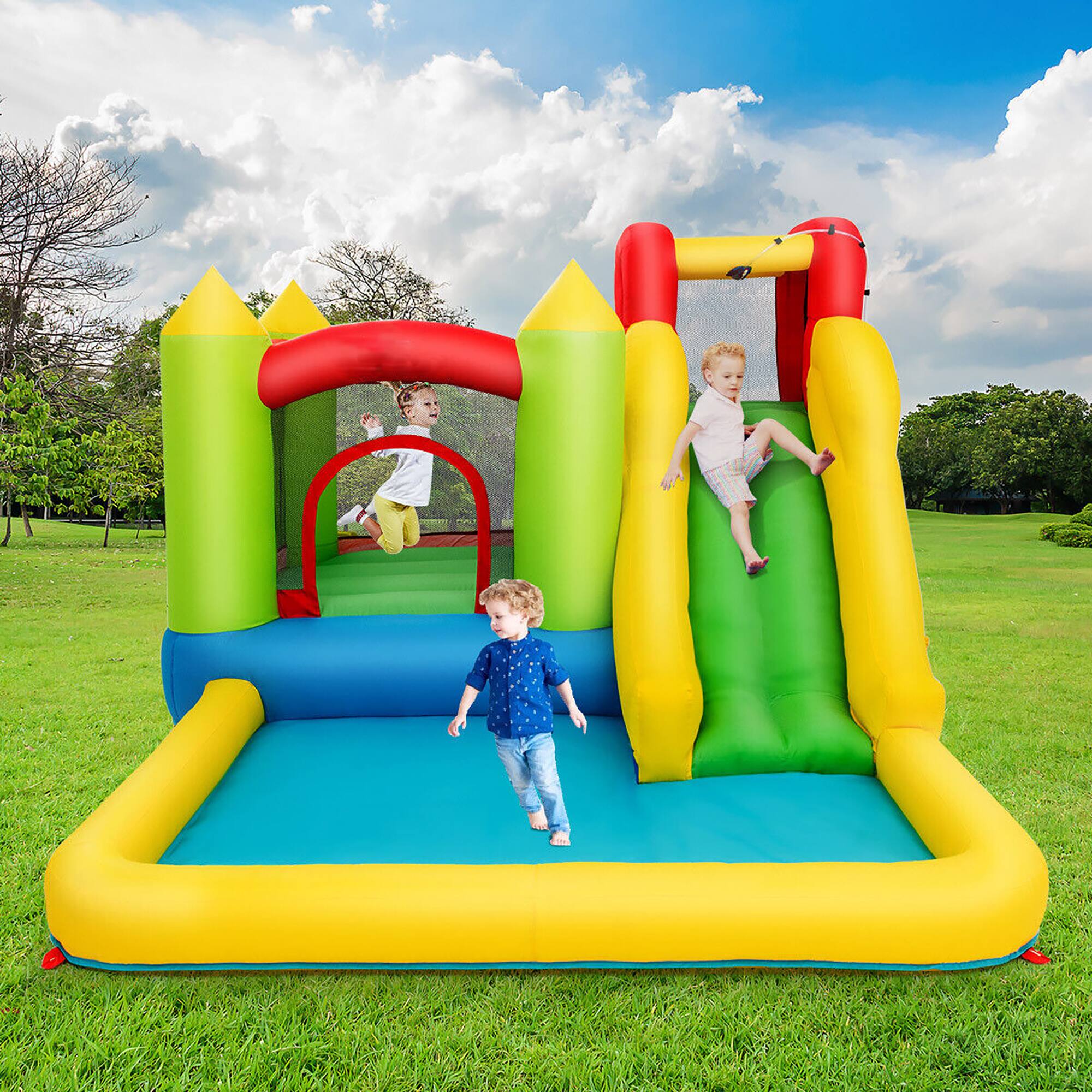 Alt View 3. Gymax - Gymax Inflatable Bounce House Water Slide Bouncer Pool w/ Climbing Wall & 550W Blower.