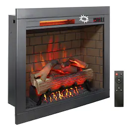 Ecooso - 28 inch Infrared Electric Fireplace with Removable Trim kit Insert, Touch Panel Home Decor Heater, Crackling Sound - Black