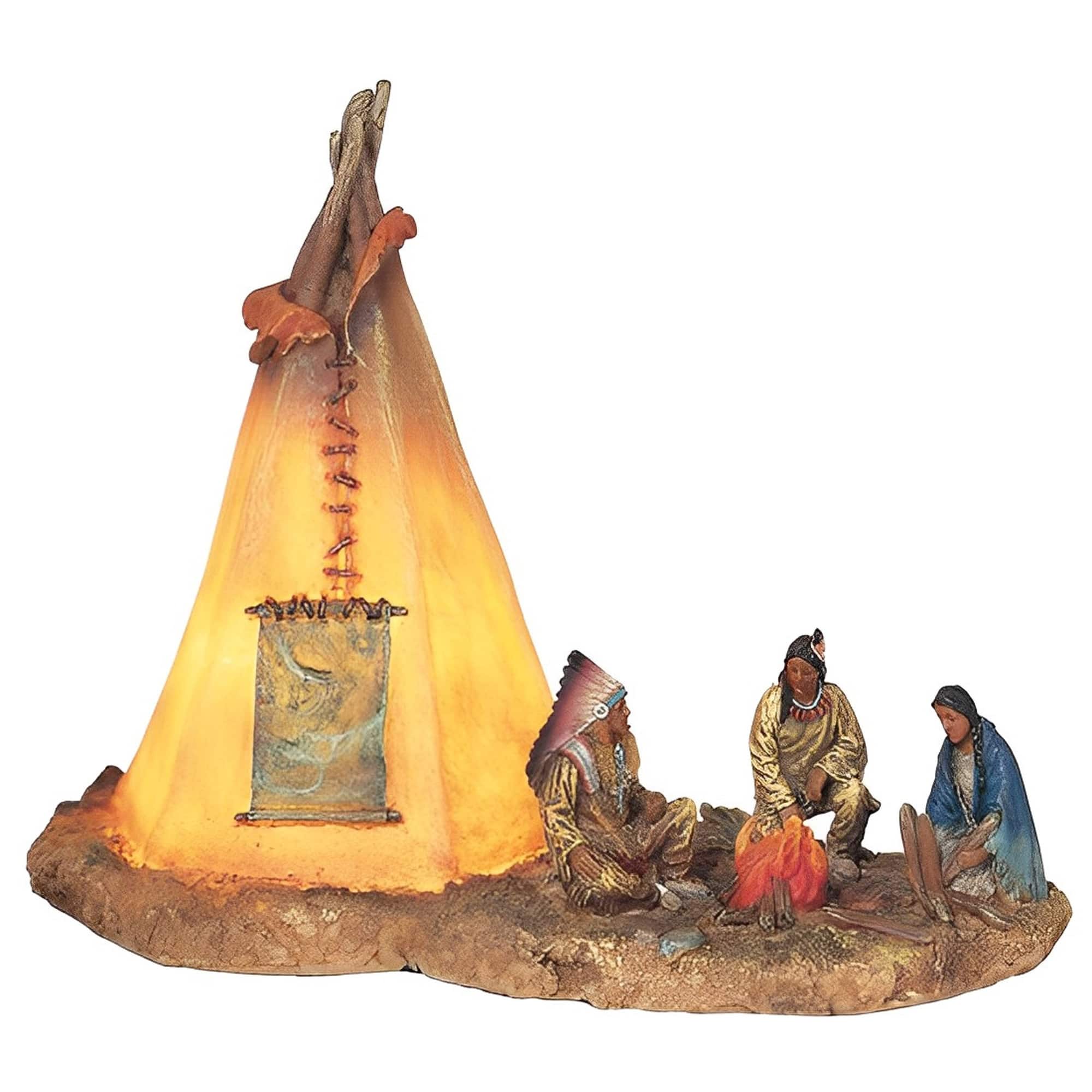 FC Design - 8"W Native American with LED Lighting Teepee Tipi Figurine Statue Desk Tabletop Home Decor Gift - Multi-Color