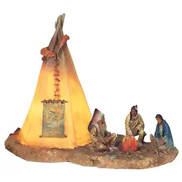 FC Design - 8"W Native American with LED Lighting Teepee Tipi Figurine Statue Desk Tabletop Home Decor Gift - Multi-Color