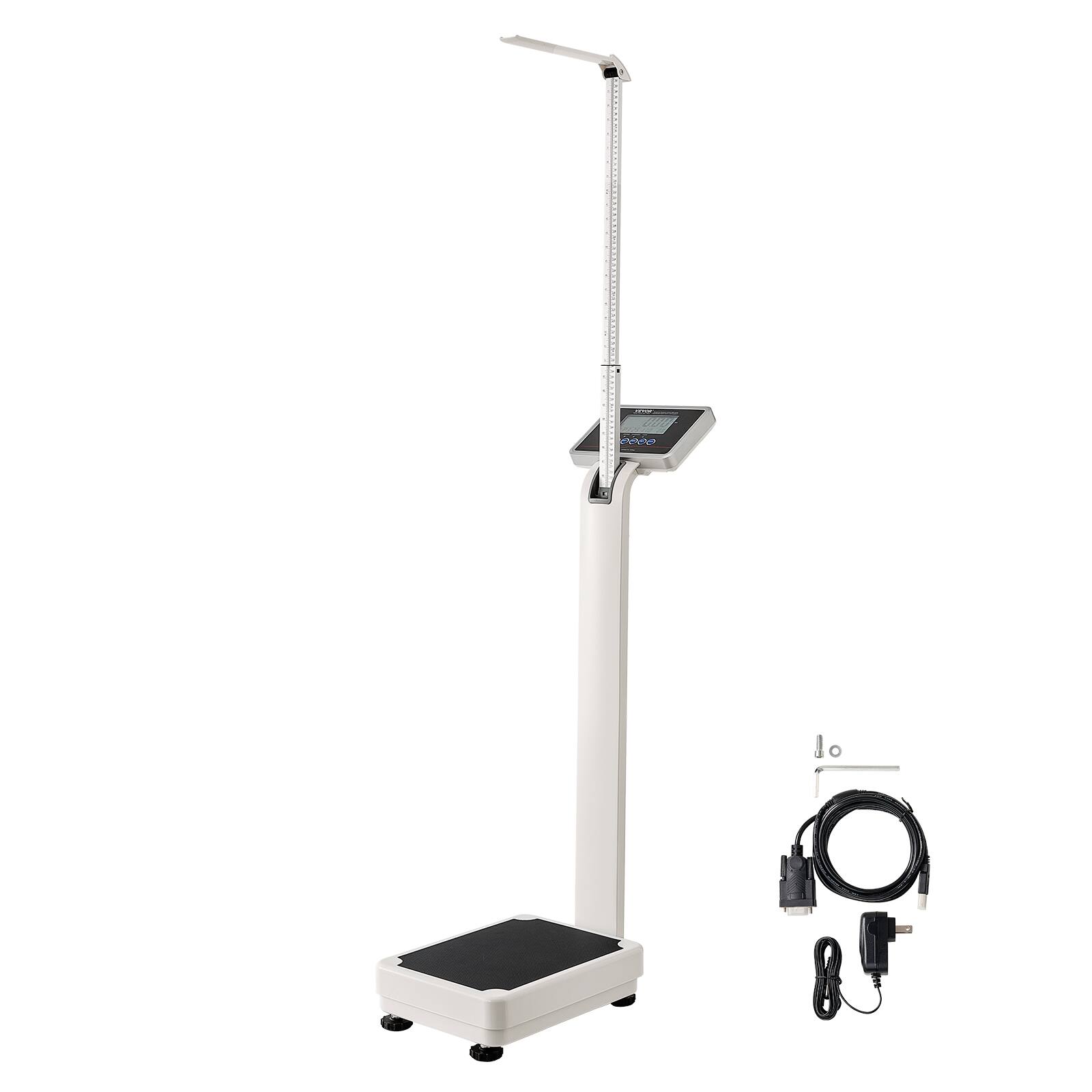 Front. VEVOR - Medical Digital Scale, Professional Physician Scale for Weight Height, Multi-Function Medical Physician Scale - White.