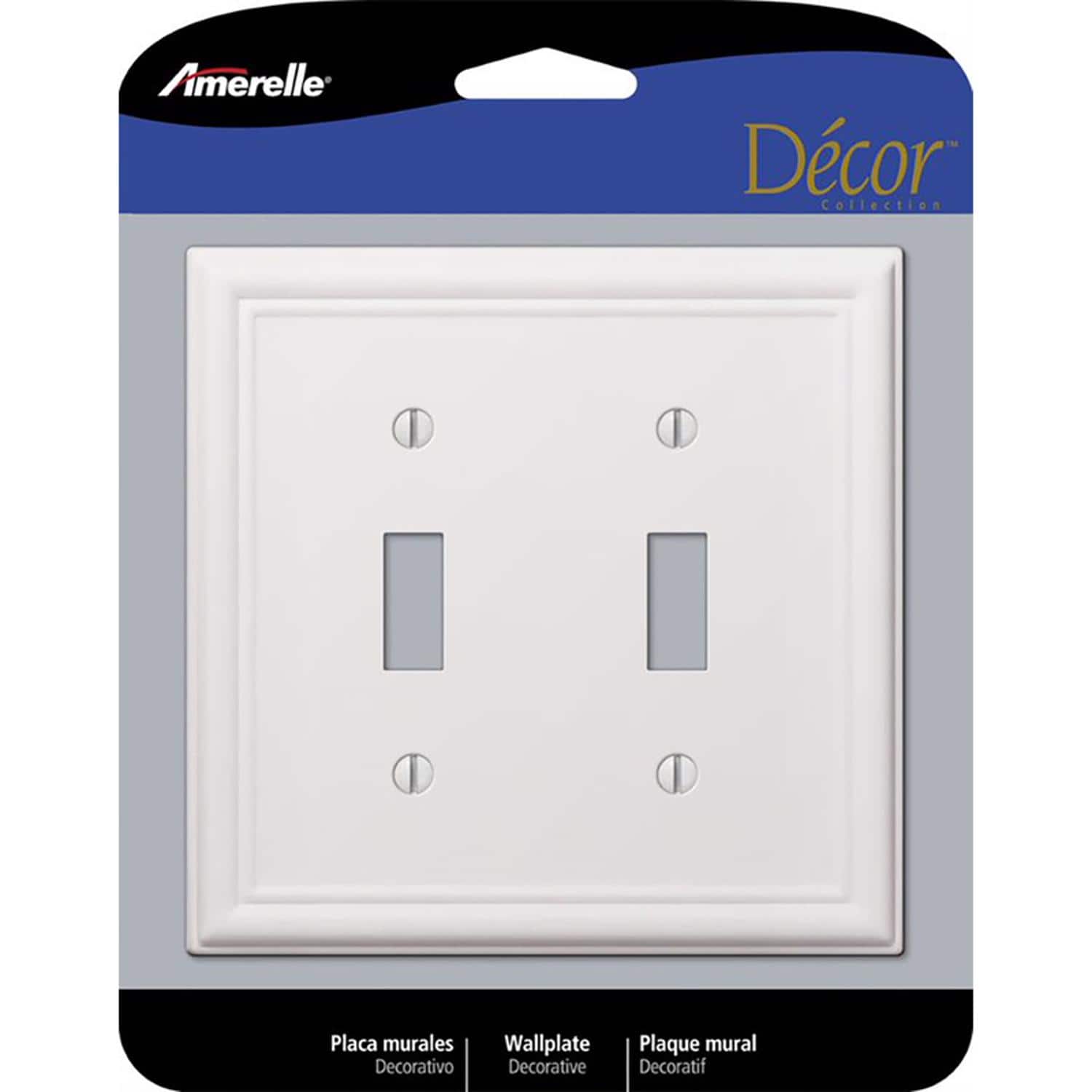 AMERELLE - Chelsea 2 gang Stamped Steel Toggle Wall Plate 1 pk - White