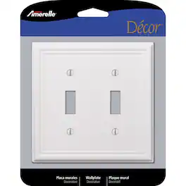 AMERELLE - Chelsea 2 gang Stamped Steel Toggle Wall Plate 1 pk - White