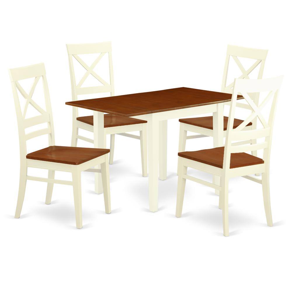 Left. East West Furniture - Dining Room Set Buttermilk & Cherry - Brown.