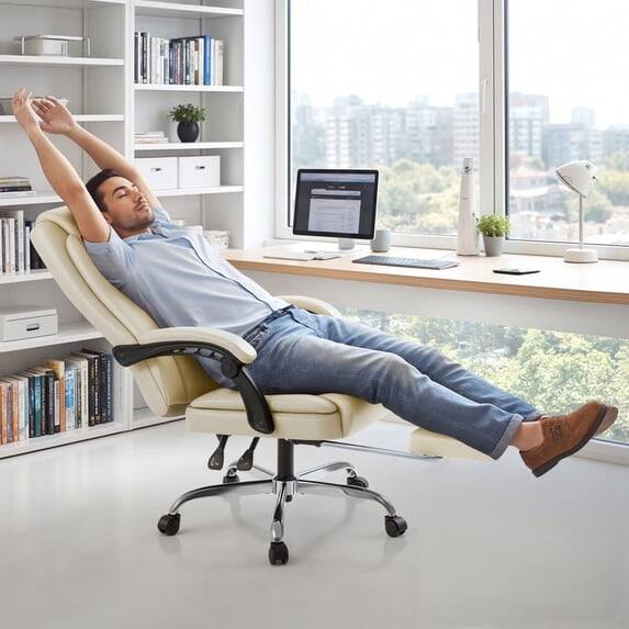 Angle. Homall - Home Office Chair Adjustable Executive Chair With Ergonomic High Back Cushion Lumbar Back Support Computer Desk Chair - WHITE.