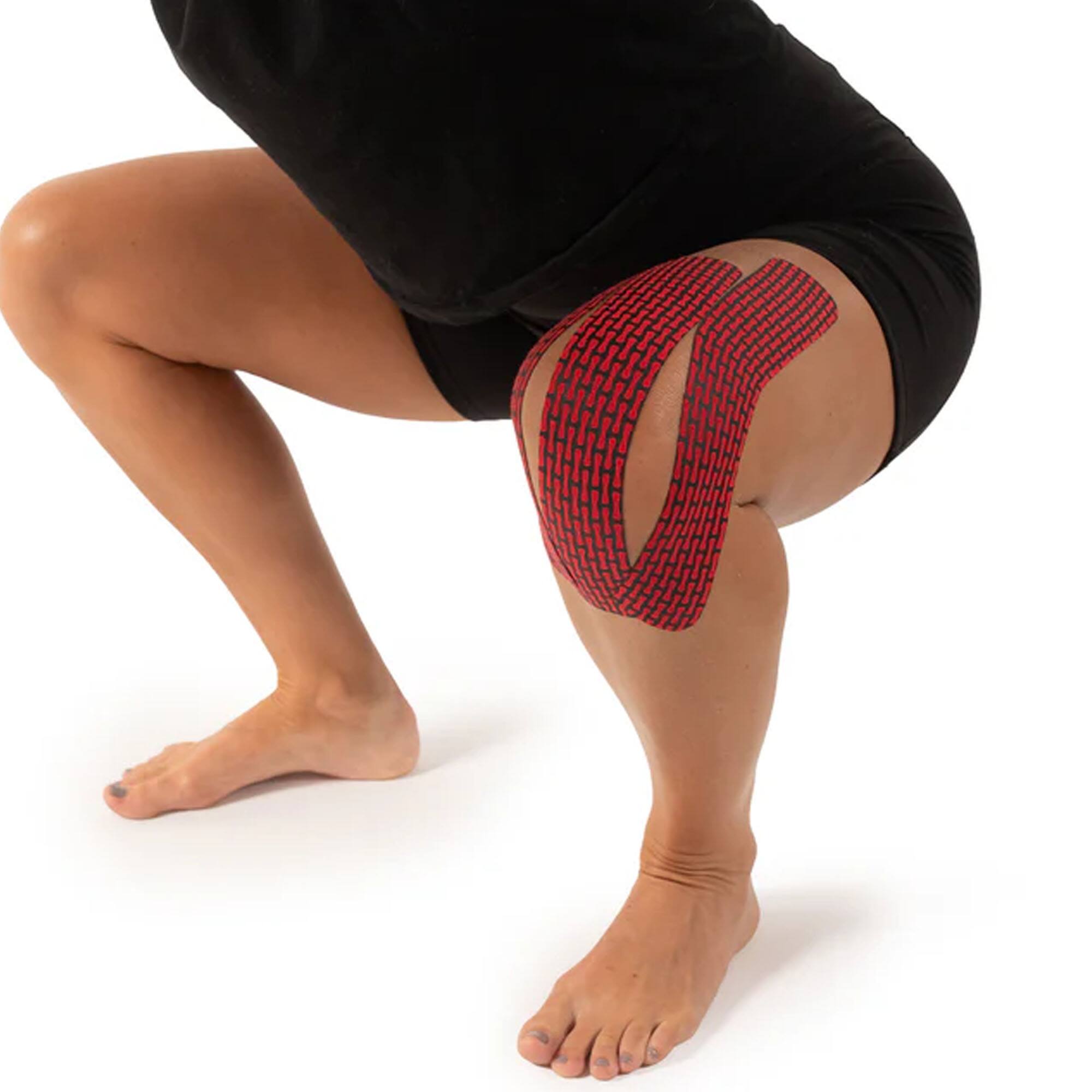Alt View 4. RockTape - RockTape Rheon Kinesiology Tape, 20 Pre-Cut Piece of 10 " Tape, Red/Black - Black.