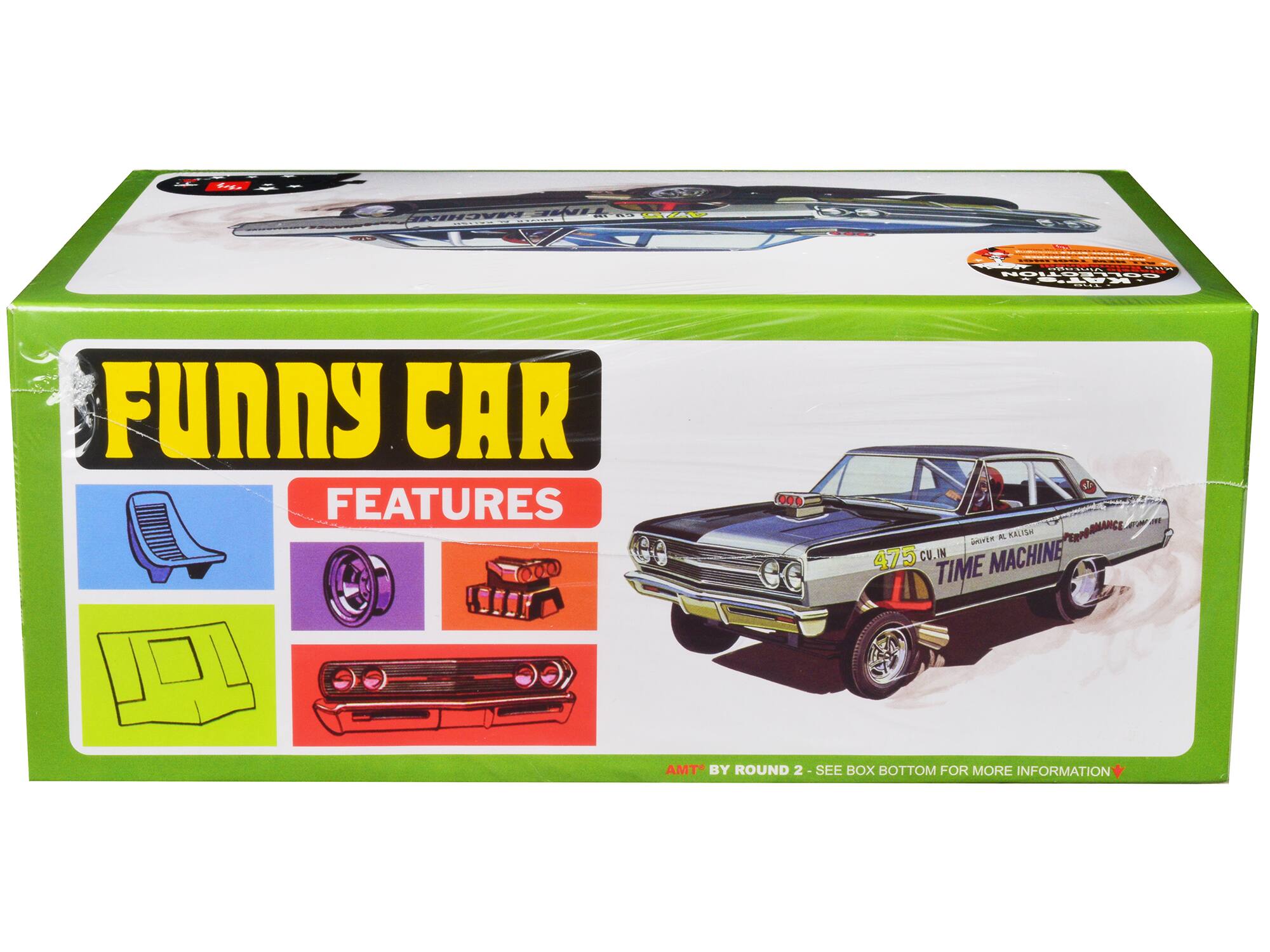 Funny Car Features

- S Machine Ta 28
- Noll.Ru
- Katie
- Kalish Trp
- Mance
- 475 Cu.In
- Machine Time
- AMT By Round 2 - See Box Bottom For More Information