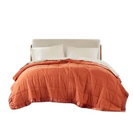 Gracie Mills - Seville Lightweight Down Alternative Blanket with Satin Trim - Orange