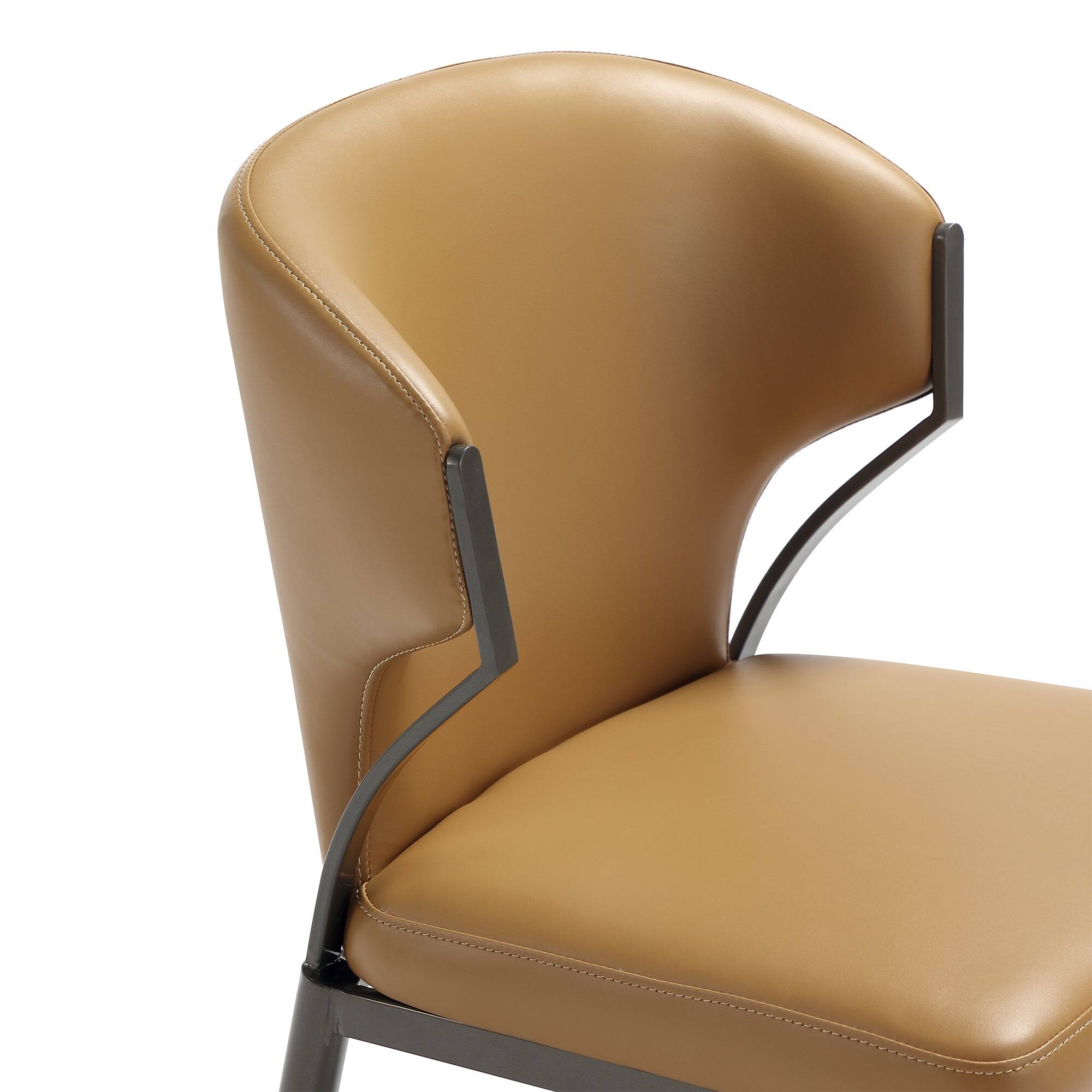 Alt View 1. Manhattan Comfort - Kirsten Modern Metal Vegan Leather Dining Chair - Set of 2 - Camel.