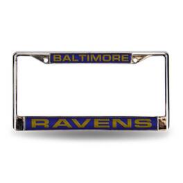 Rico Industries - Baltimore Football Ravens Chrome Metal Laser Cut License Plate Frame - Multi