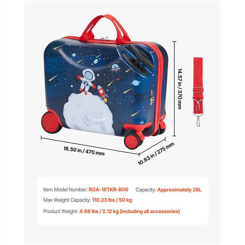 14.57 in / 370 mm  
18.50 in / 470 mm  
10.83 in / 275 mm  

Item Model Number: ROA-18TKR-B06  
Capacity: Approximately 26L  
Max Weight Capacity: 110.23 lbs / 50 kg  
Product Weight: 4.68 lbs / 2.12 kg (including all accessories)