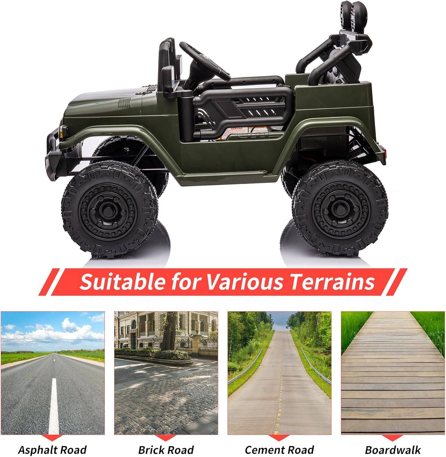 Suitable for Various Terrains

- Asphalt Road
- Brick Road
- Cement Road
- Boardwalk