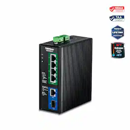 Trendnet - TI-BG50611,6-Port Industrial 2.5G PoE++ DIN-Rail Switch with 10G Ports - Black