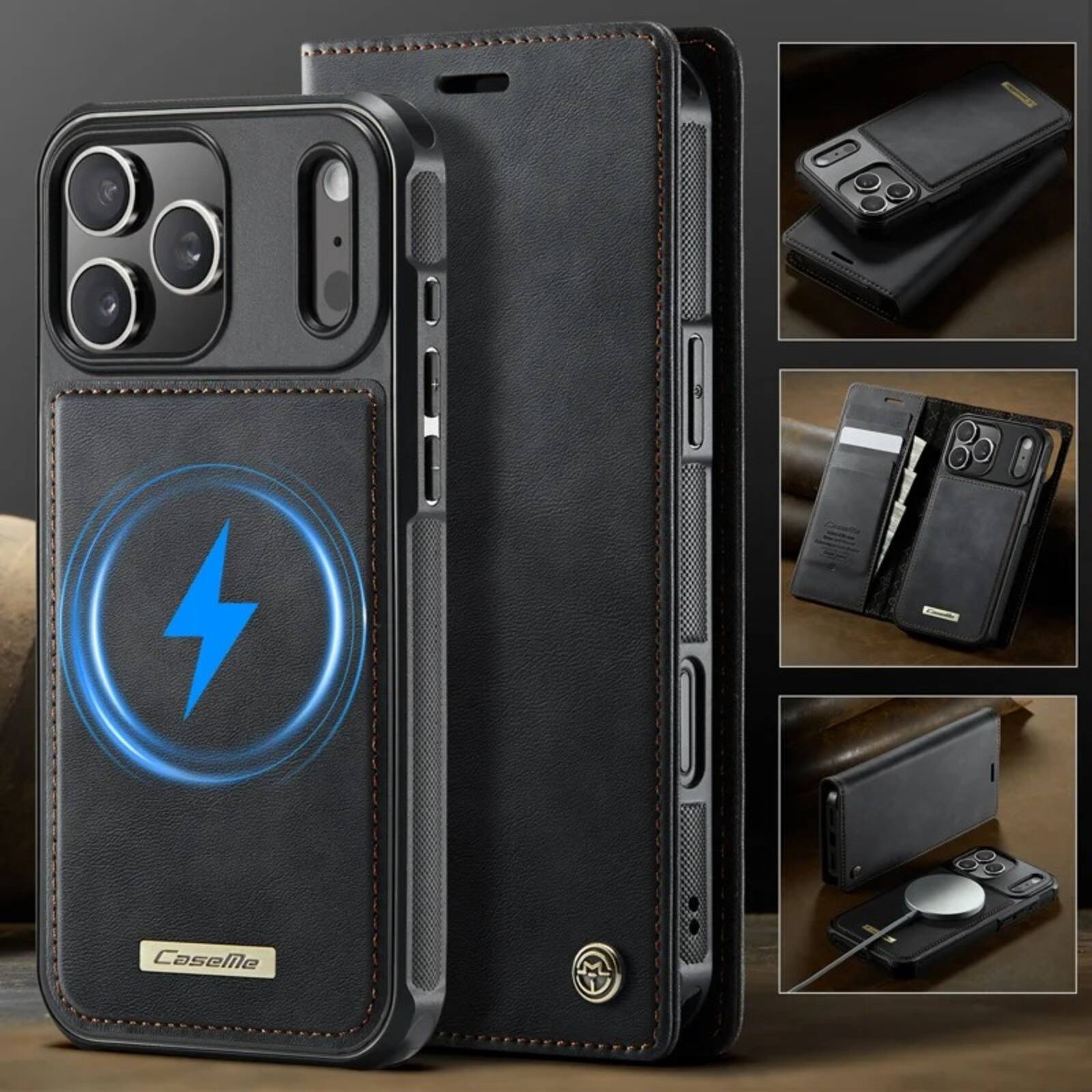 Alt View 7. UUCOVER - Magnetic Detachable Folio Wallet Case for Apple iPhone 18 Pro with RFID Card Slots, Compatible with MagSafe, Stand Cover - Black.