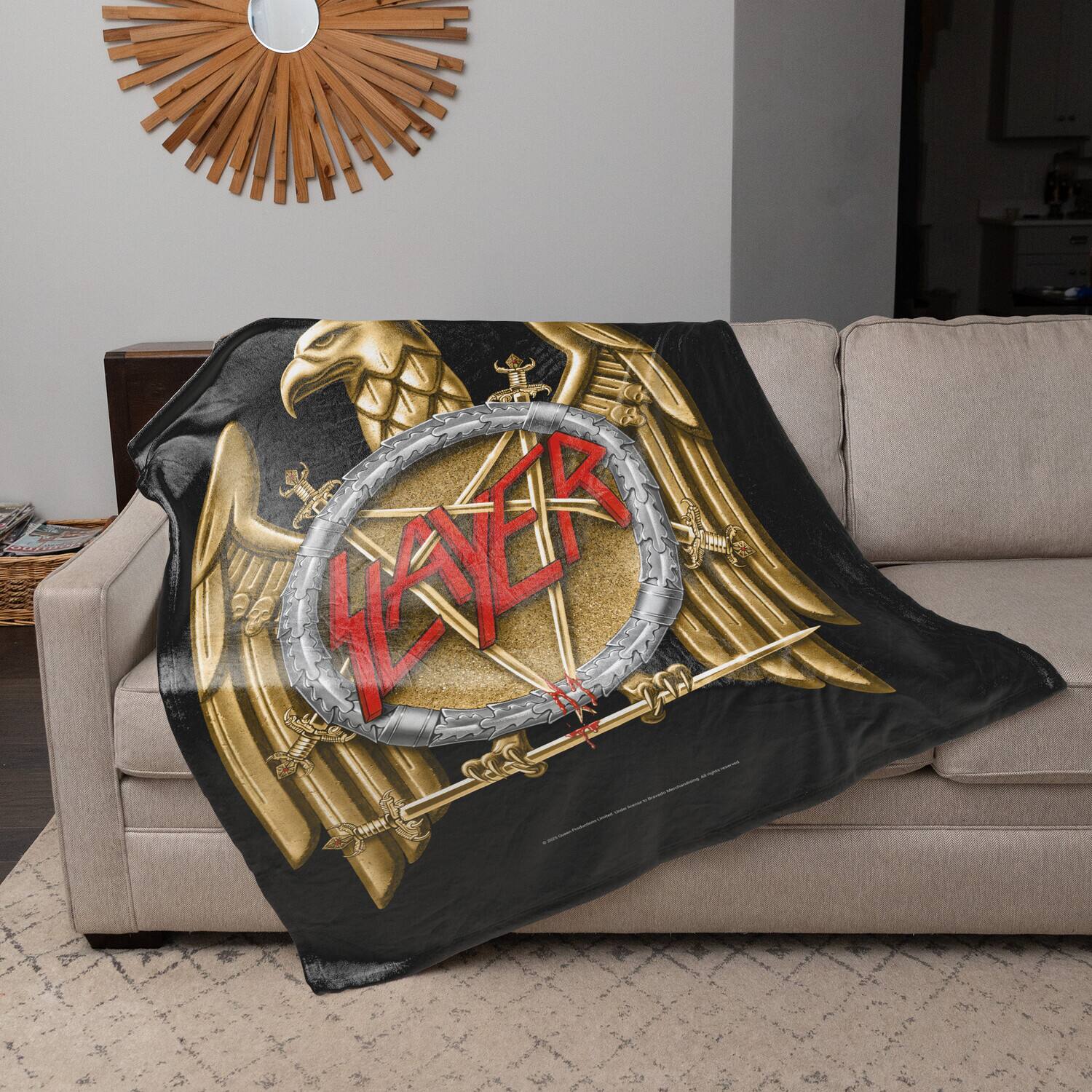 Alt View 1. PopMarket - Slayer - Rocksax - Slayer - Golden Eagle - Sherpa Fleece Throw (50 in x 60 in) - Multicolor.