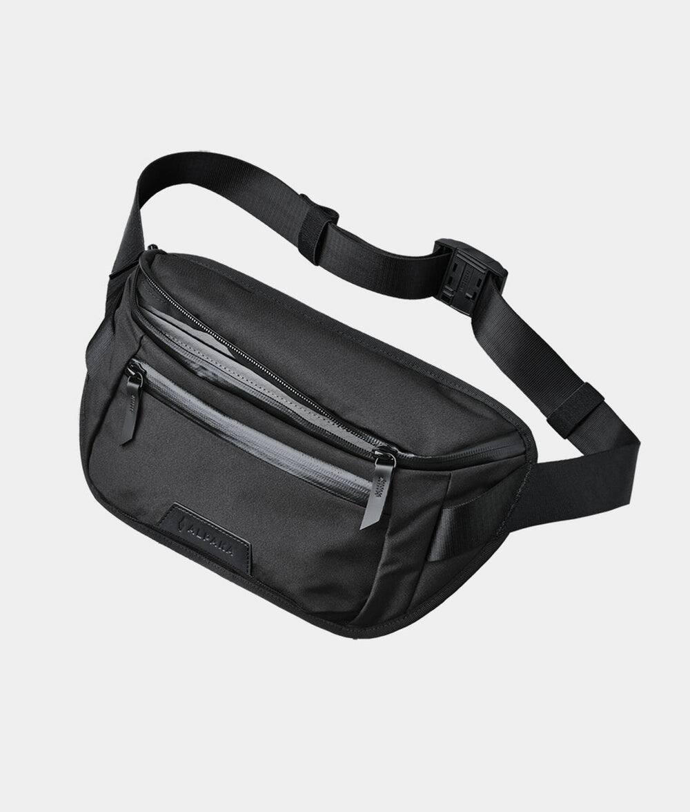 ALPAKA - Sling Bag Bag for Men, Fits iPad Mini & Switch OLED, Hidden Rear Pocket, Magnetic Buckle, YKK AquaGuard Zippers - Black Axoflux 300D