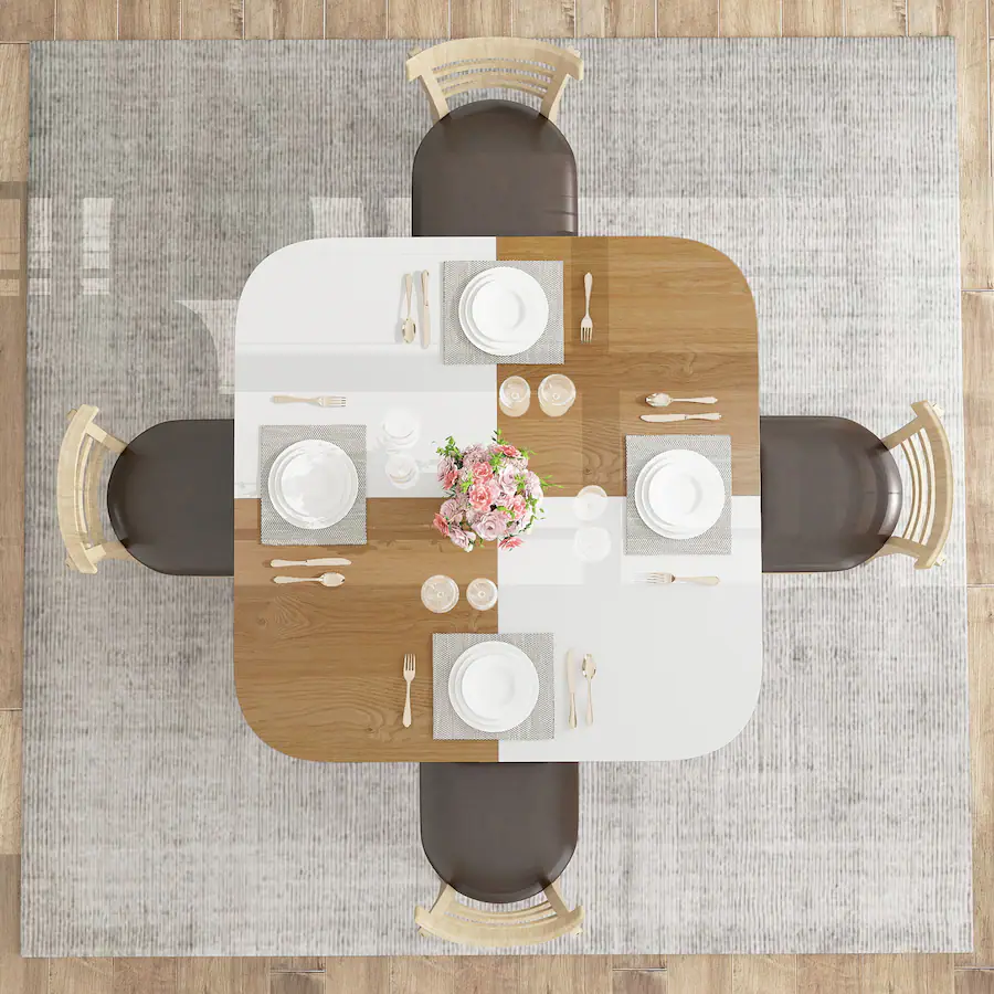 Gymax 47.5'' Square Dining Table w/Double colored Splice Desktop 2 Tier ...