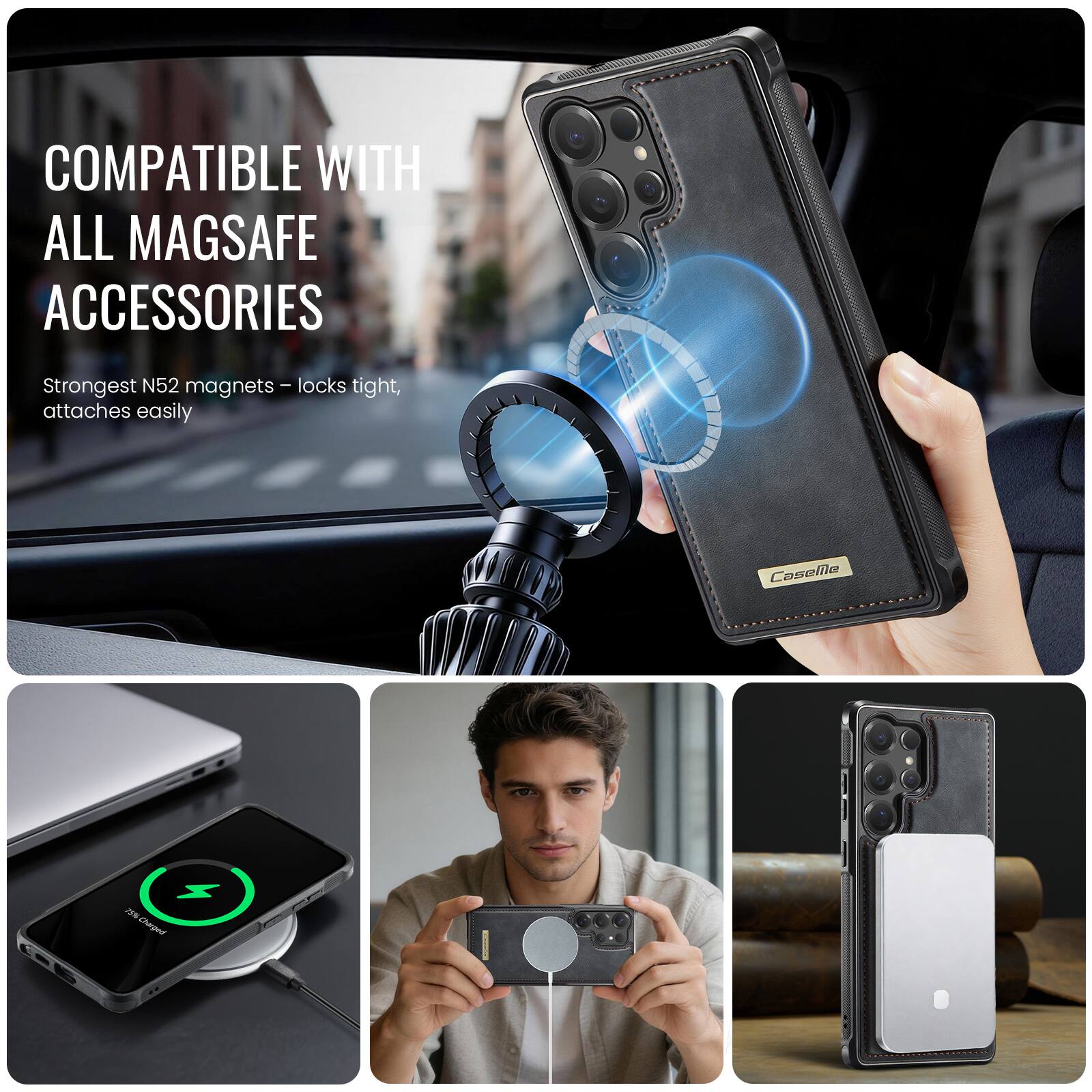 COMPATIBLE WITH ALL MAGSAFE ACCESSORIES

Strongest N52 magnets – locks tight, attaches easily

Casella x ms Checet