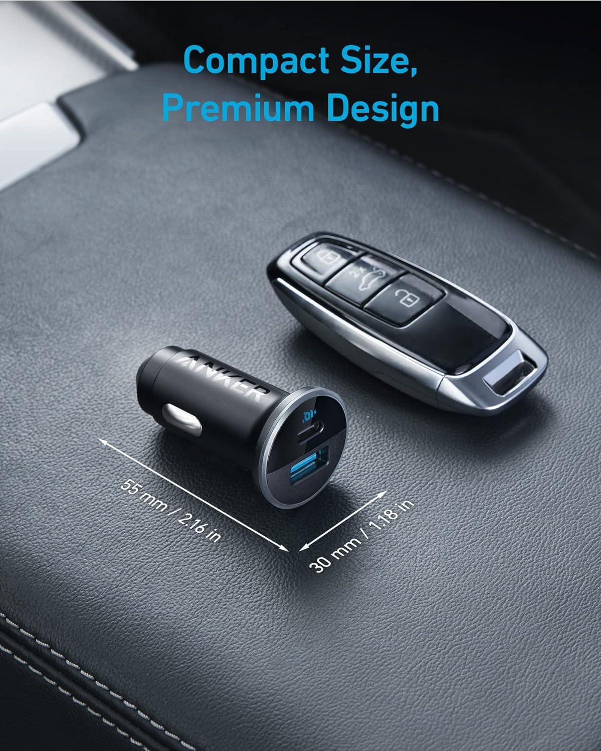 anker cigarette lighter charger Anker 323 USB C Car Charger Adapter, 52.5W Cigarette Lighter USB Charger, 2  Port Fast Charging Black A2735