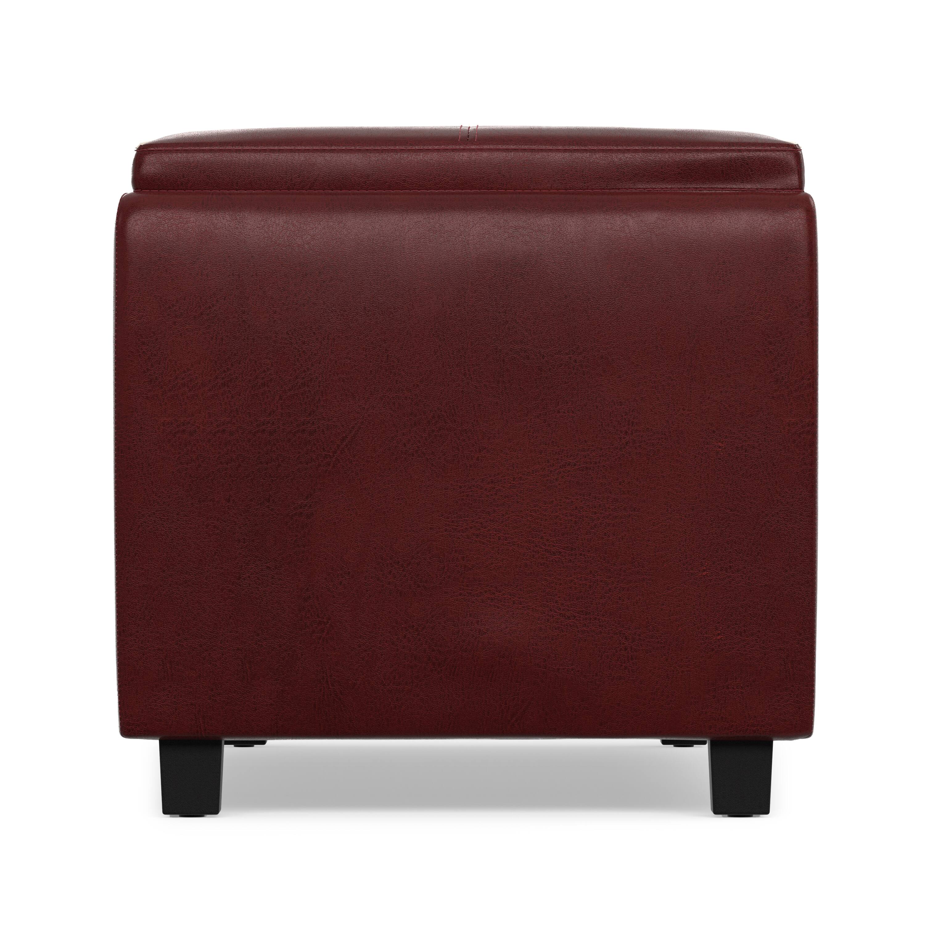 Alt View 1. Simpli Home - Avalon 42 inch Wide Storage Ottoman in Red Vegan Leather - Red.