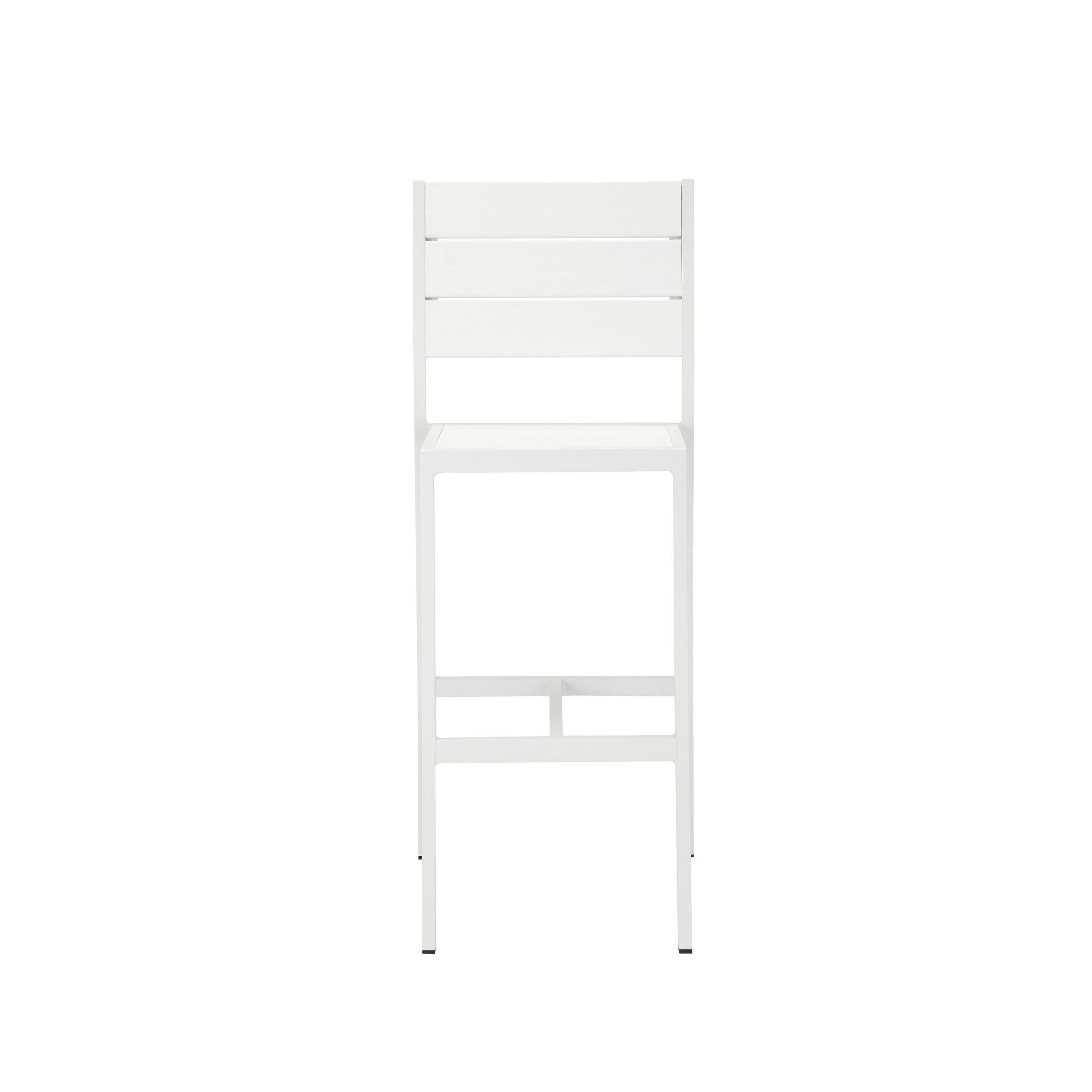 Left. Manhattan Lane - Kylo 18 Inch Set of 4 Bar Height Side Chairs,  Aluminum Metal Frames - White.