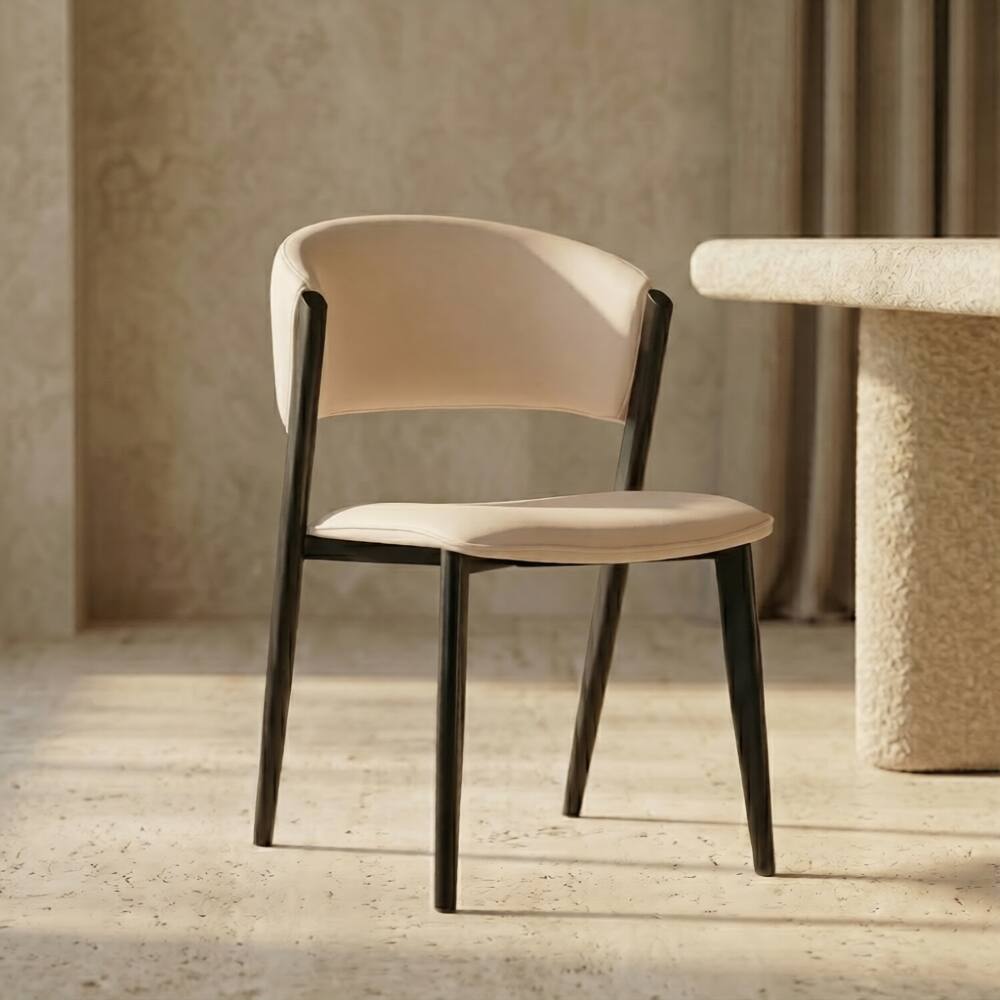 Angle. LeisureMod - Aspen Modern Leather Dining Chair with Iron Legs & High-Density Foam - Fully Assembled - White.