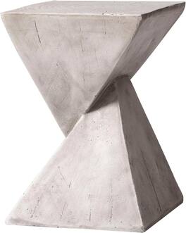 LeisureMod - Glint Modern Twisted Side Table, Fiberstone Indoor/Outdoor End Table, Stool or Plant Stand - Marble White