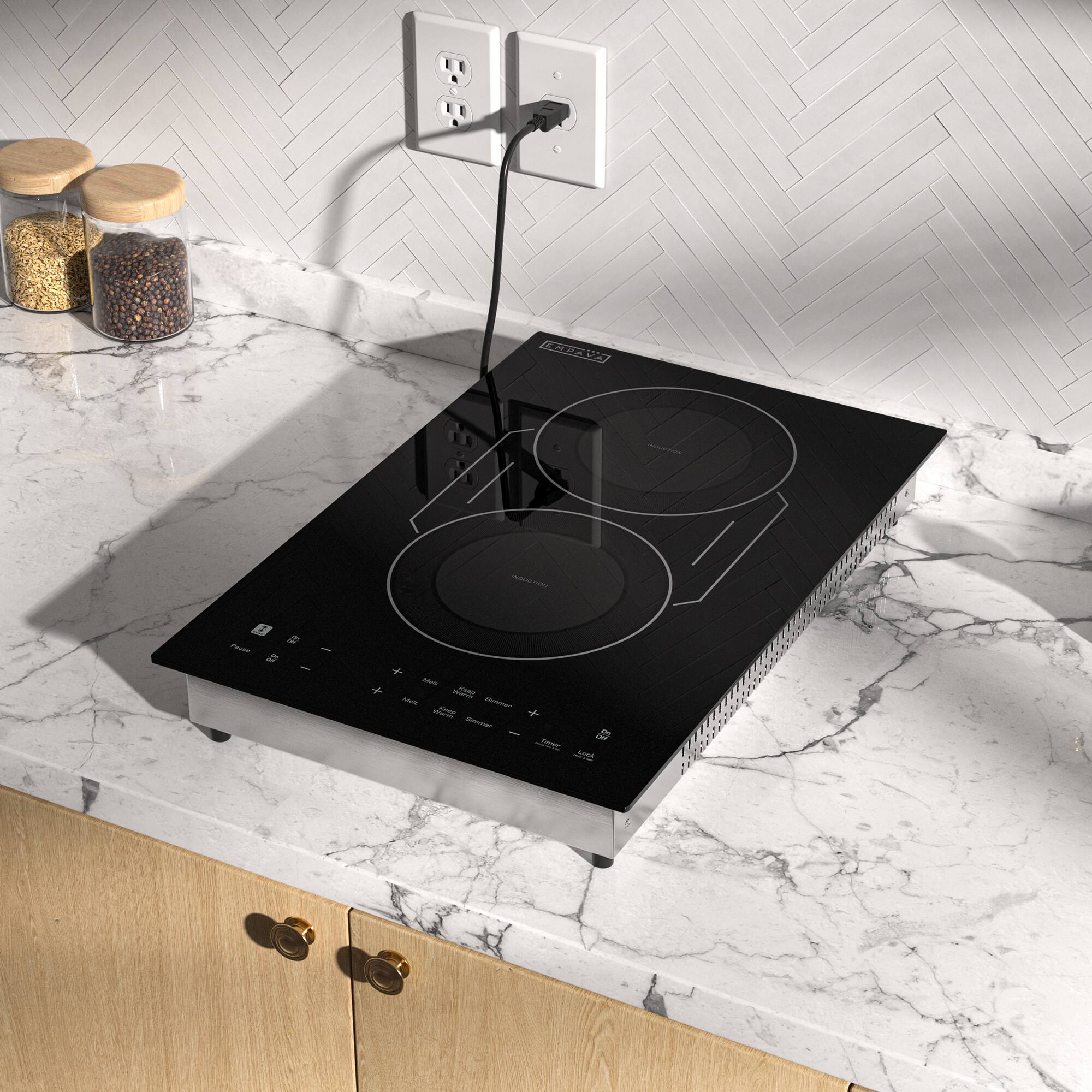 Left. Empava - 12 in. Portable 2 Burners Induction Cooktop Countertop Stove - Black.