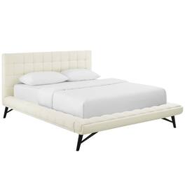 Modway - Julia Biscuit Tufted Upholstered Fabric Queen Platform Bed - White