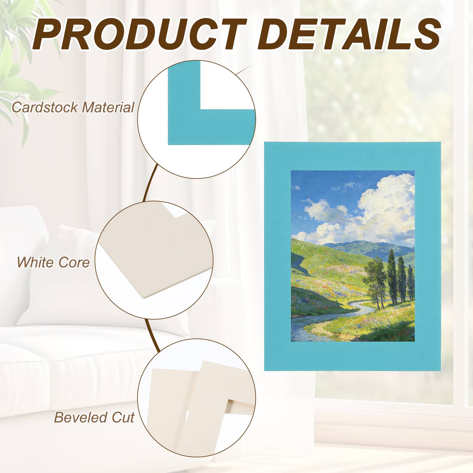 PRODUCT DETAILS  
- Cardstock Material  
- White Core  
- Beveled Cut