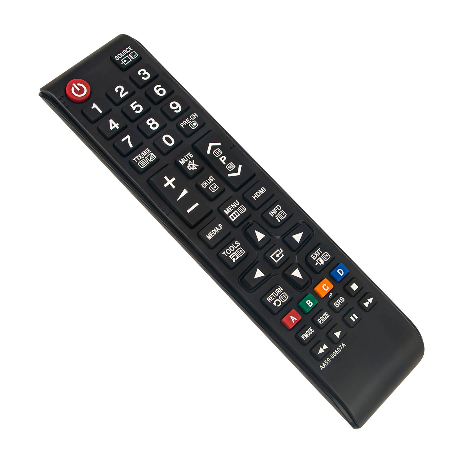 SOURCE DO 3 2 6 1 5 9 4 8 PRE-CH - 7 0 TTX/MIX B MUTE P + CHUST 2 - HDMI - MENU = E INFO 87 1 MEDIA.P TOOLS + EXIT D C RETURN to SAS A P.SIZE = PMODE A AA59-00607A 00607A AA59