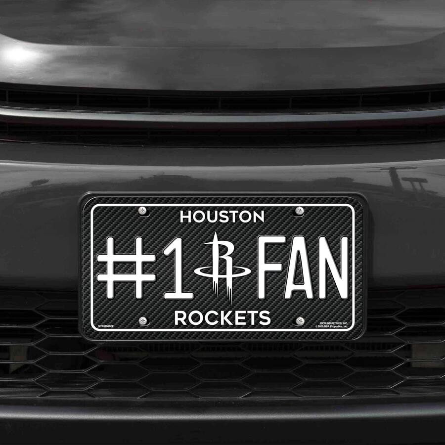 Houston Rockets License Plate Rico Industries Houston Rockets #1 Fan Carbon Fiber Design Metal ...