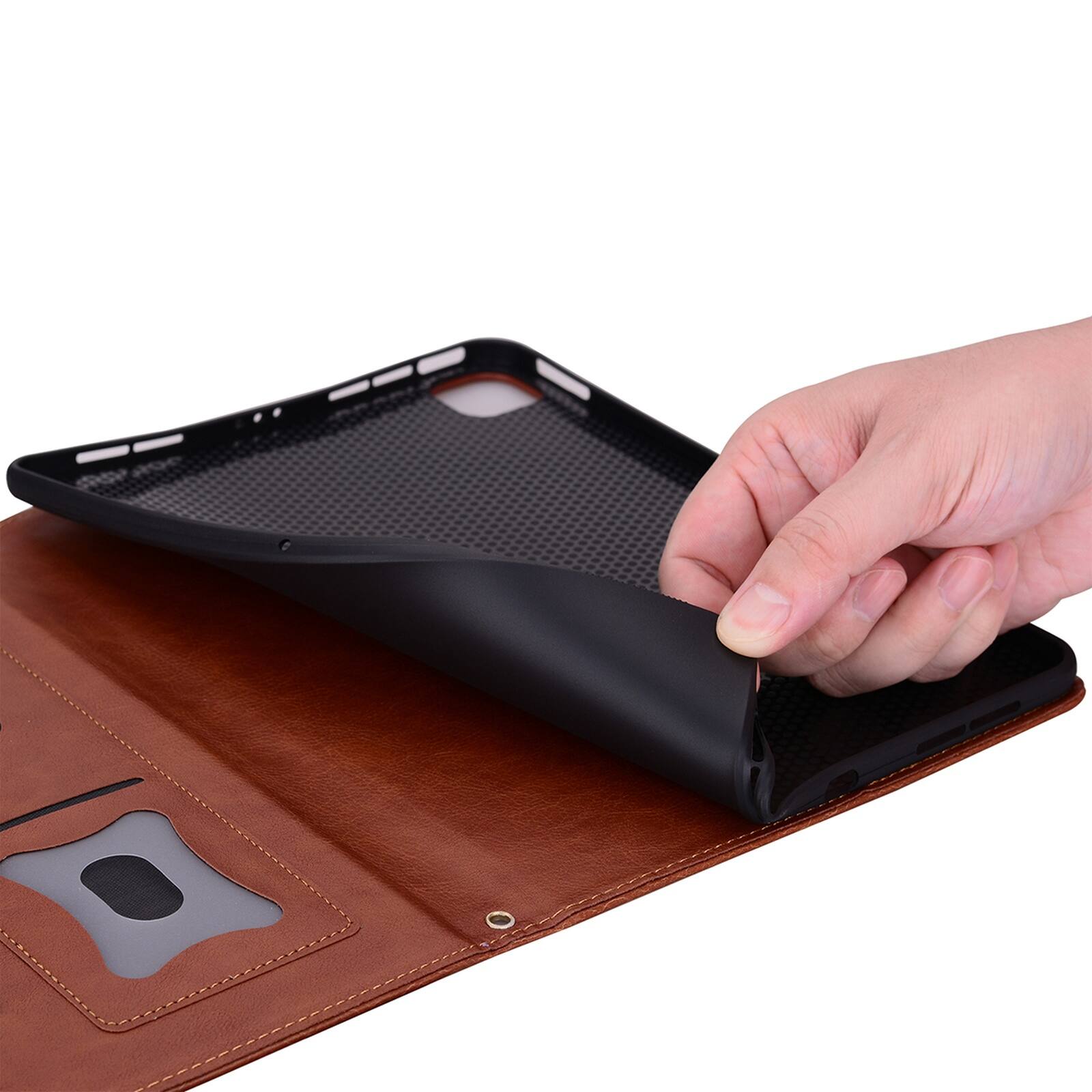 Alt View 8. Dteck - Case For Apple iPad mini (A17 Pro) 2024/iPad mini 6th Business Premiun Leather Folio Adjustable Stand Card Slots Cover - Brown.