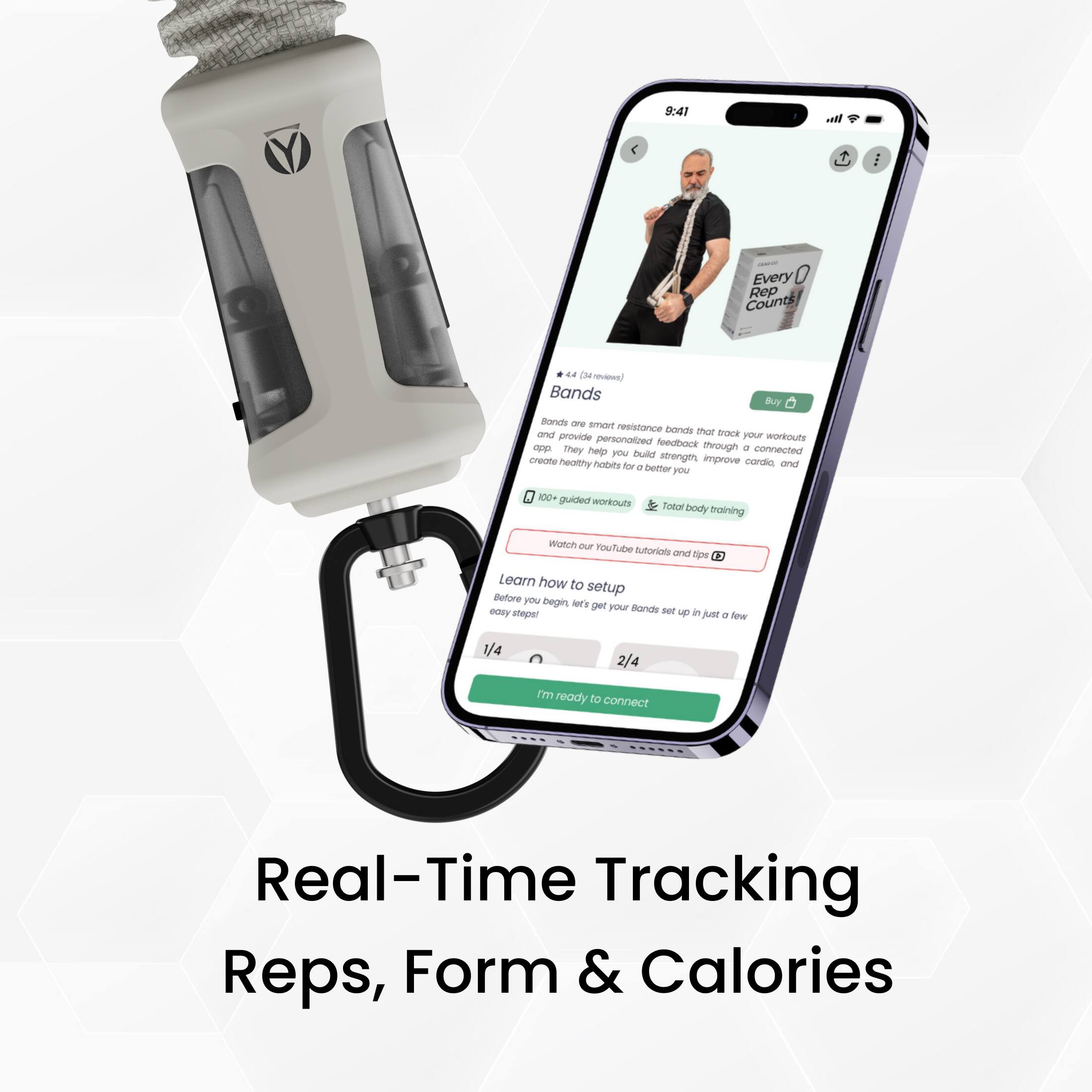 Every Rep Counts  
4.4 (3k reviews)  
Bands By Mands  

STUNT resistance bands that track your workouts and provide personalized feedback. They help you build strength, improve cardio, and create healthy habits for a better you.  

100+ guided workouts  
Total body training  

Watch our YouTube tutorials and learn how to setup before you begin!  

Real-Time Tracking  
Reps, Form & Calories  

Learn how to setup  
Before you begin, let's get your Bands set up. It's just a few steps!  

1/4 2/4  
I'm ready to connect