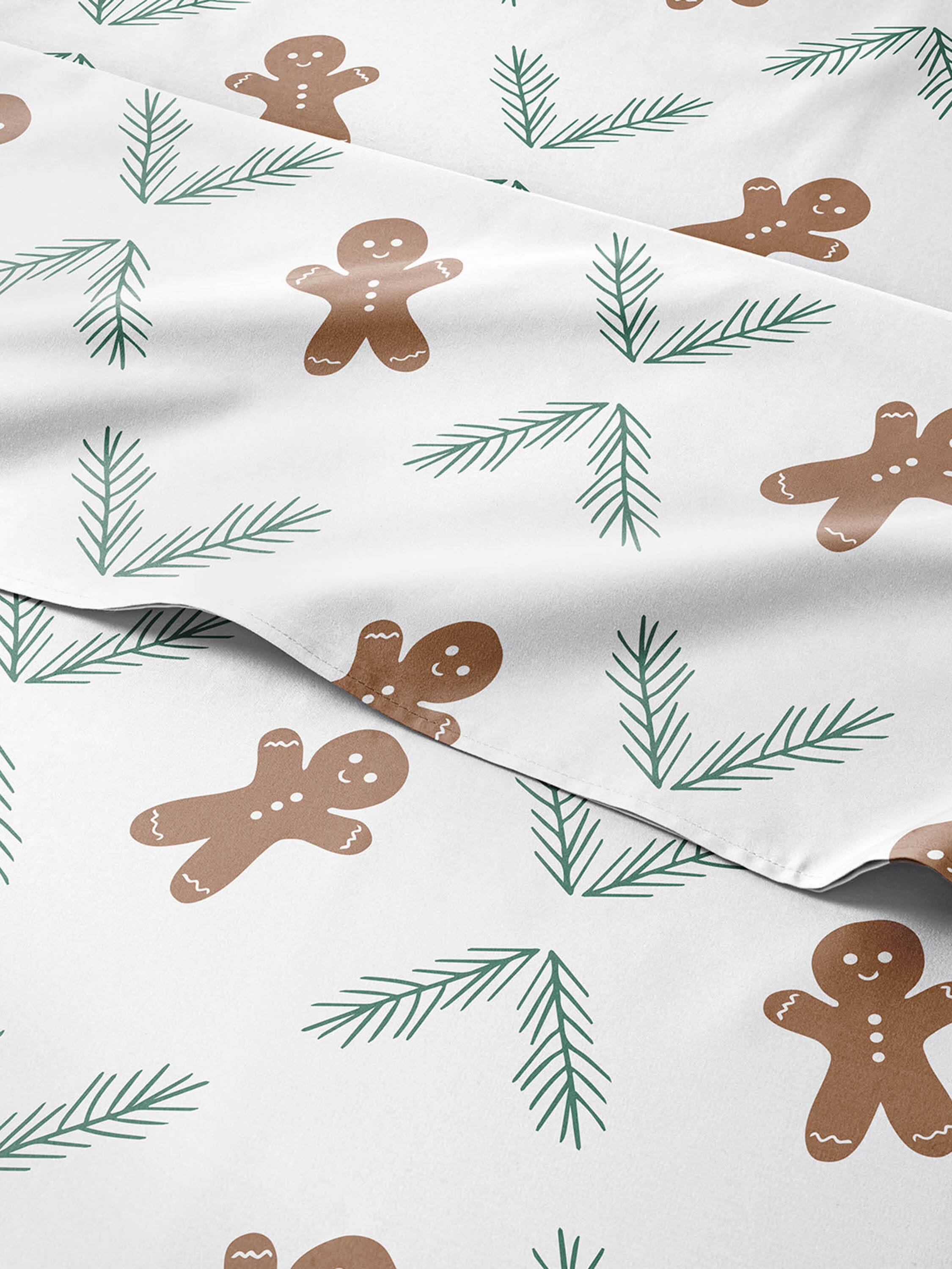 Angle. CGK Linens - 4 Piece Christmas Pattern Sheet Set - Soft, Wrinkle-Resistant Holiday Bedding - Full - Ginger.