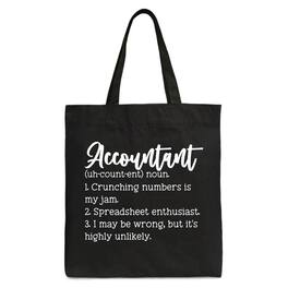 OrnamentallyYou - Accountant Definition Canvas Tote Bag, Finance Office Employee Gift Shopper - Black
