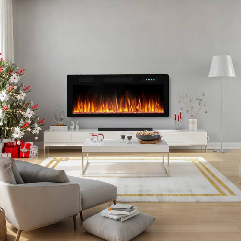Back. Edendirect - 5100 BTU 36 in. Fireplace Recessed Ultra-Thin Electric Wall-Mounted Heater Furnace with Multicolor Flame.