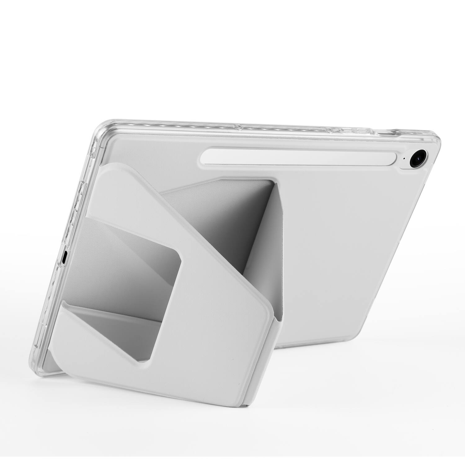 Alt View 1. Dteck - Slim Faux Leather Case for Samsung Galaxy Tab S10 FE / S10 / S9 / S9 FE,Soft Silicone Bumper Shell with Foldable Stand - Gray.