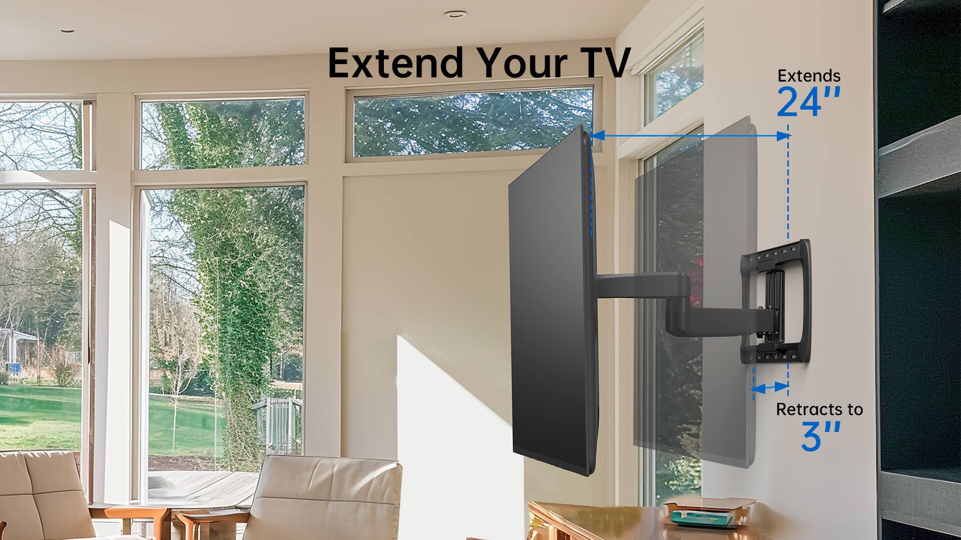 Extend Your TV Extends 24" Retracts to 3"