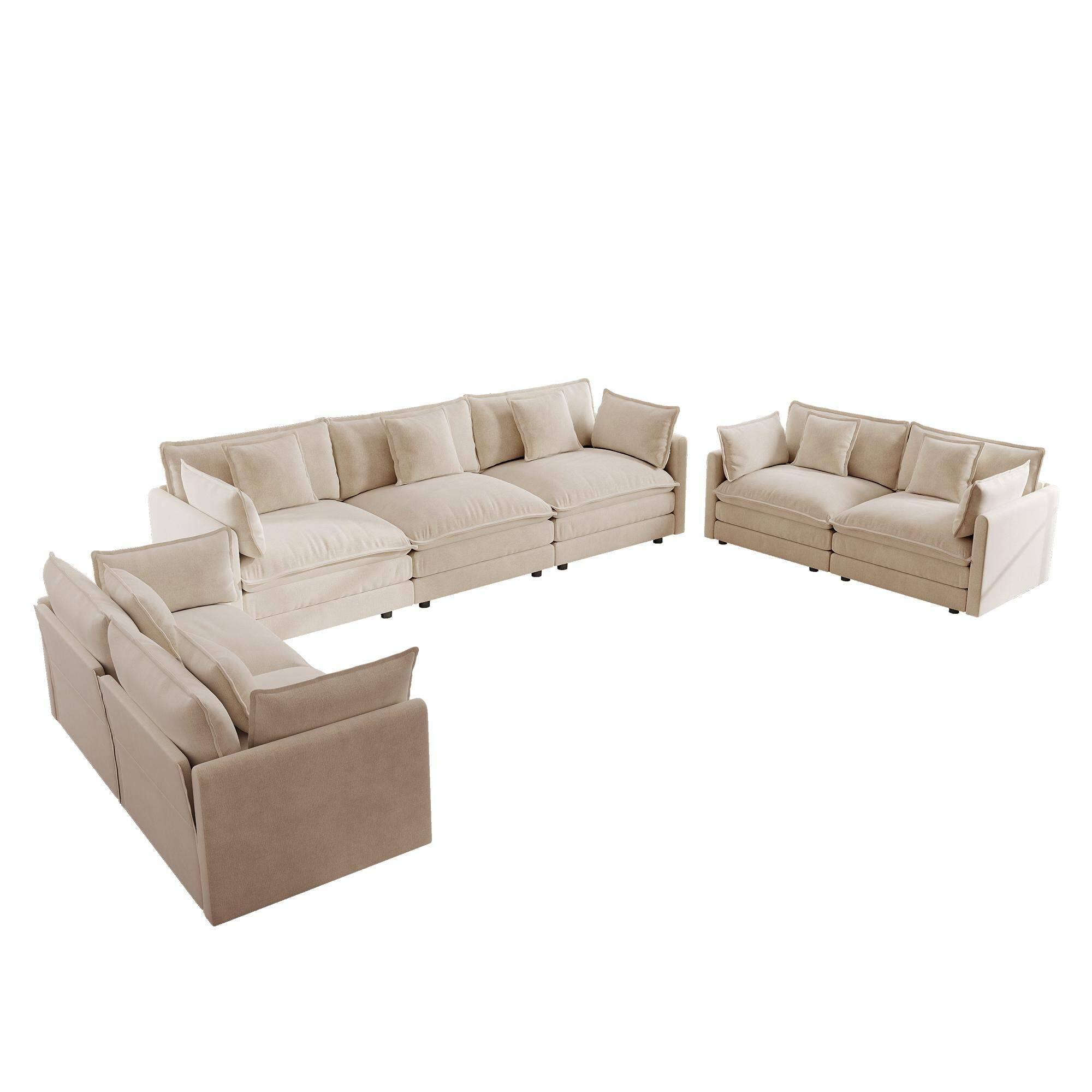 Angle. LOVMOR - 3 Piece Sofa Set Oversized Sofa Comfy Sofa Couch 2 Pieces of 2 Seater and 1 Piece of 3 Seater Sofa for Living Room Deep - Light Coffee.