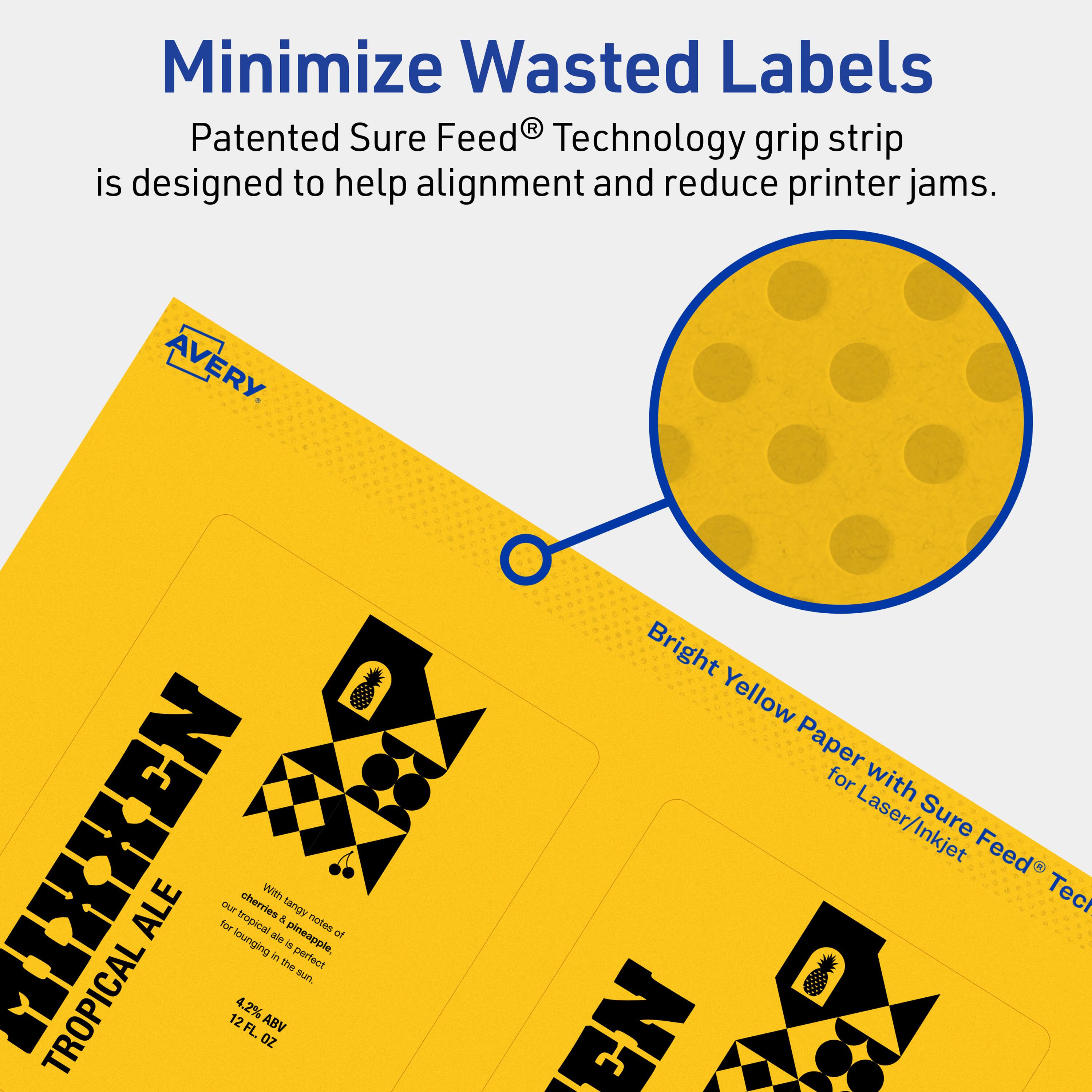 Minimize Wasted Labels

Patented Sure Feed® Technology grip strip is designed to help alignment and reduce printer jams.

AVERY

MIXKEN TROPICAL ALE for our 12 FL. OZ. 4.2% ABV

With tangy notes of tropical cherries and pineapple, perfect for lounging in the sun.

Bright Yellow Paper with Sure Feed® Technology for Laser/Inkjet