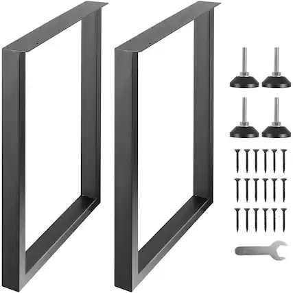 Front. VEVOR - 28 Inch Adjustable Furniture Legs, Square Reinforced Steel Office Table legs Set of 2 for DIY - Black.