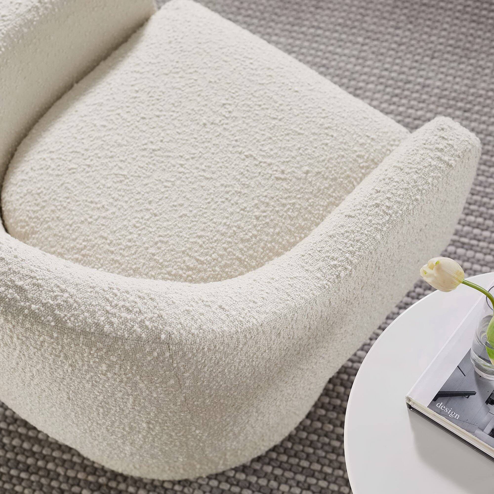 Alt View 1. Modway - Astral Boucle Fabric Swivel Chair by Modway - Ivory.