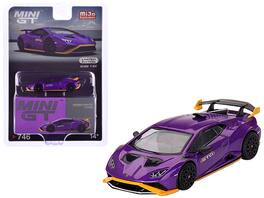 Lamborghini Huracan STO Viola Pasifae Limited Edition 1/64 Diecast Model Car by Mini GT - Purple Metallic