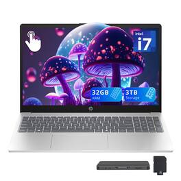HP - 15.6" FHD Touchscreen Laptop,Intel i7-1355U,32GB DDR5,2TB SSD+1TB Dock Station,Iris Xe Graphics,Win 11 - Silver