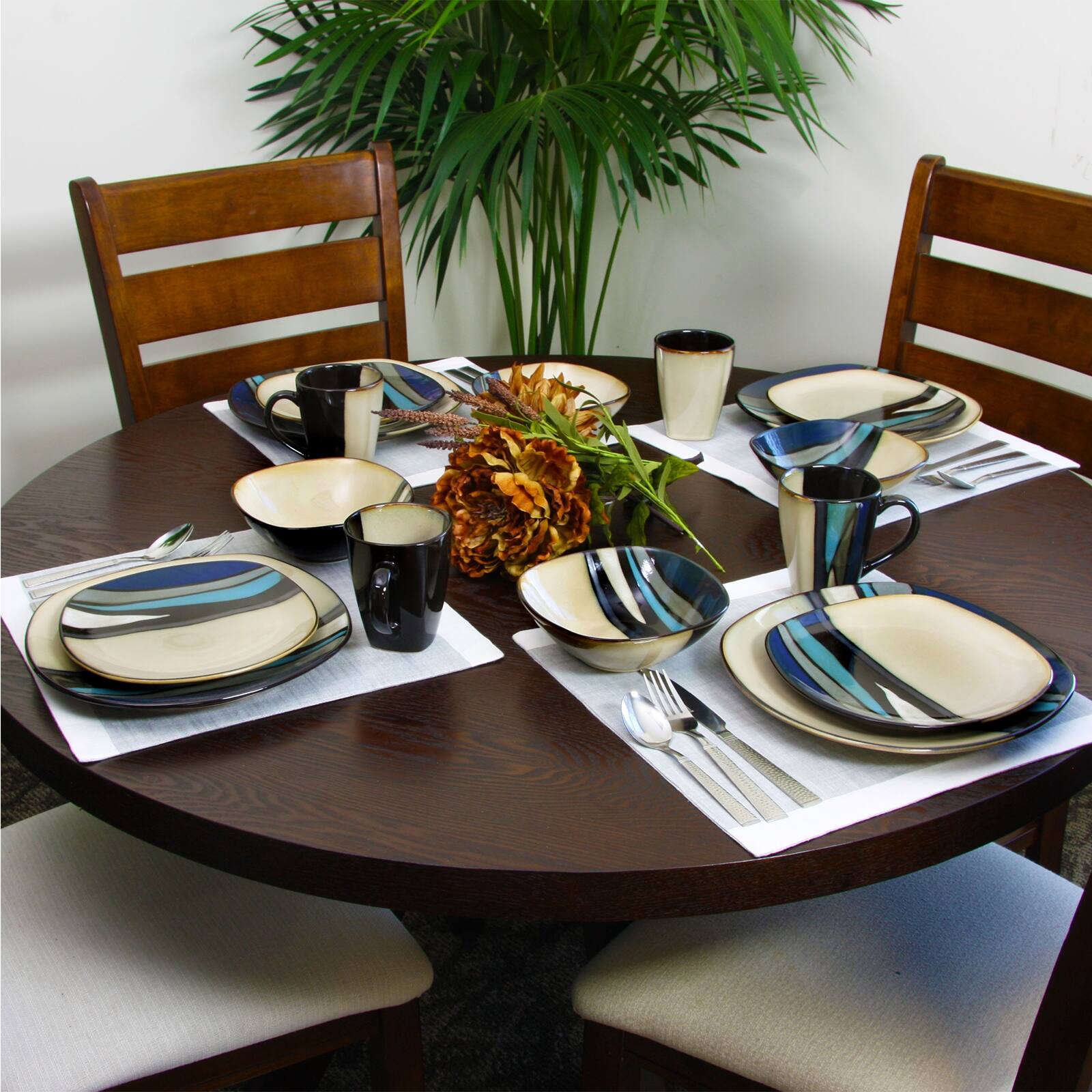 Alt View 3. Gibson - Gibson Elite Althea 16-Piece Dinnerware Set, Teal - Teal.