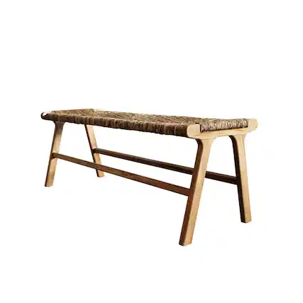 Front. Carolina Chair & Table - Karson 48" Banana Weave Bench - Caramel - Natural - Caramel, Natural.