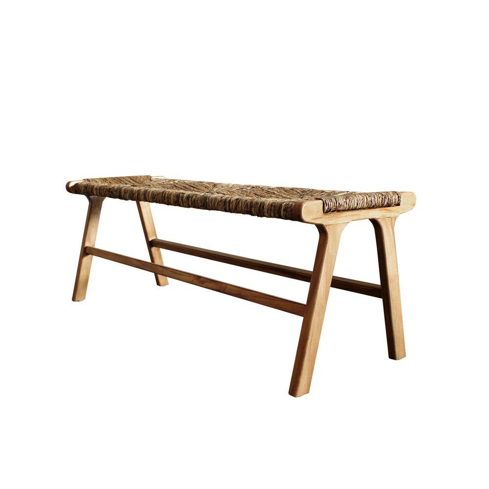 Front. Carolina Chair & Table - Karson 48" Banana Weave Bench - Caramel - Natural - Caramel, Natural.