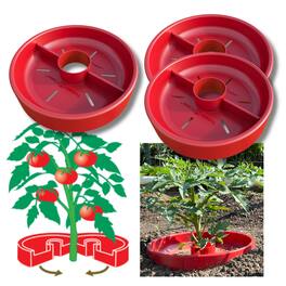 Tomato Crater - Garden Tool: Conserves & Directs Water, Warms Soil, Enhances Yield, 12" 3PK - Red